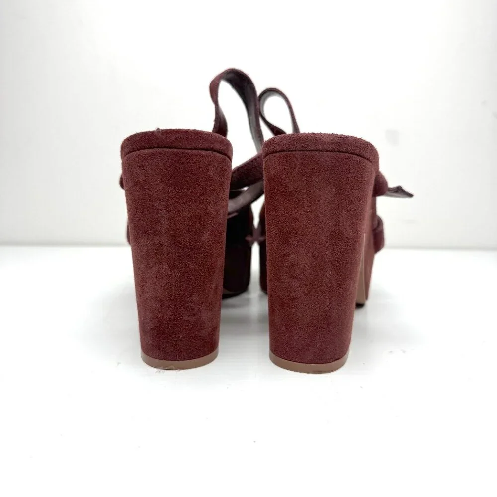 SPLENDID Piper Suede Leather Chunky Platform Ankle Strap Heel Sandals Womens 7.5
